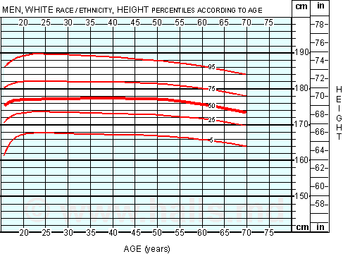 bmi chart for men. A height chart for men